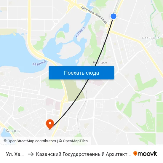 Ул. Халитова-2 to Казанский Государственный Архитектурно-Строительный Университет map
