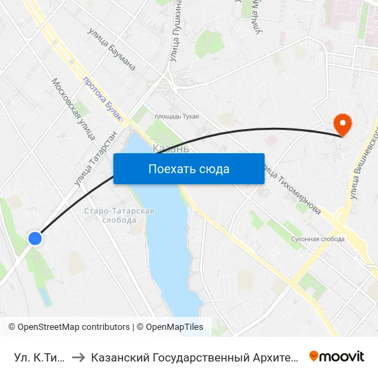 Ул. К.Тинчурина-3 to Казанский Государственный Архитектурно-Строительный Университет map