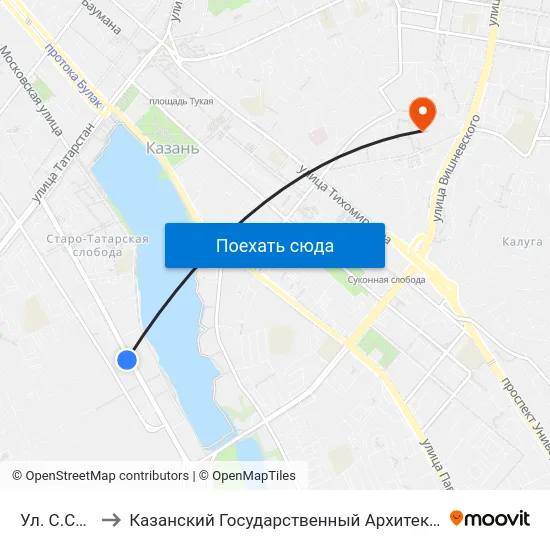 Ул. С.Сайдашева to Казанский Государственный Архитектурно-Строительный Университет map