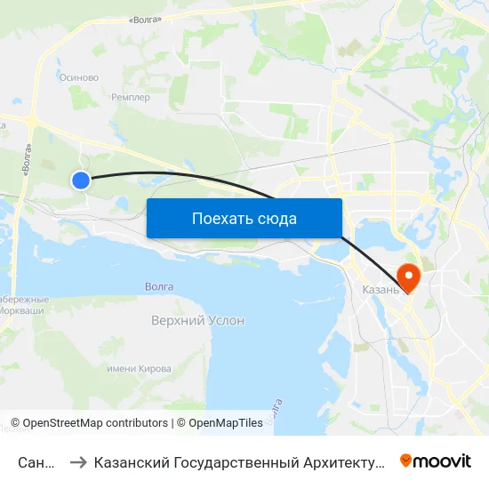 Санаторий to Казанский Государственный Архитектурно-Строительный Университет map