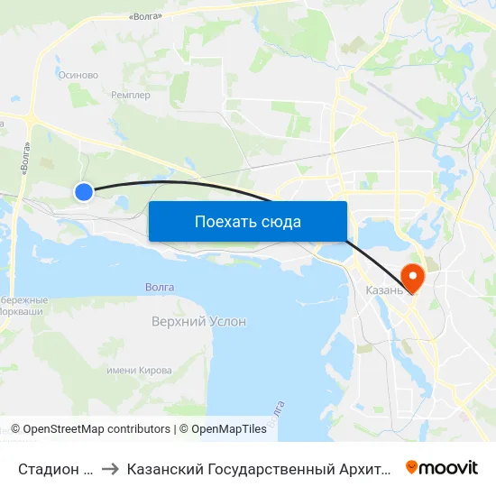Стадион Локоматив to Казанский Государственный Архитектурно-Строительный Университет map