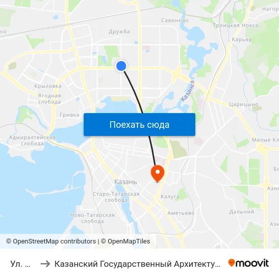 Ул. Мусина to Казанский Государственный Архитектурно-Строительный Университет map