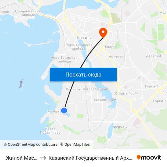 Жилой Массив Кукушкино to Казанский Государственный Архитектурно-Строительный Университет map