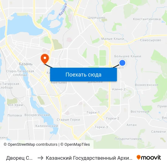 Дворец Спорта Ак Буре to Казанский Государственный Архитектурно-Строительный Университет map