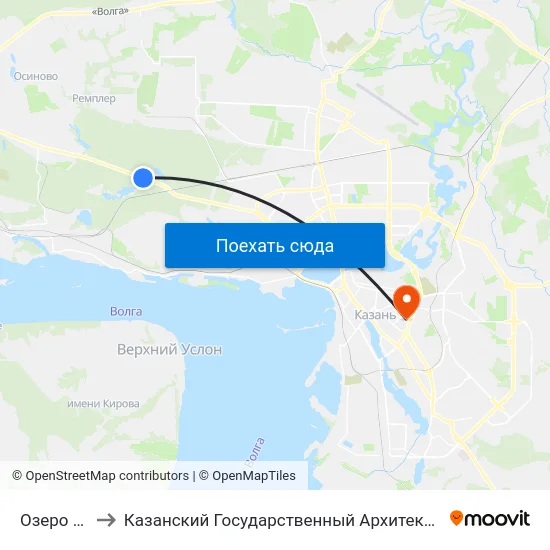 Озеро Лебяжье to Казанский Государственный Архитектурно-Строительный Университет map