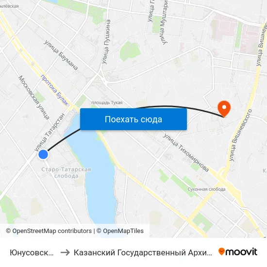 Юнусовская Площадь-1 to Казанский Государственный Архитектурно-Строительный Университет map