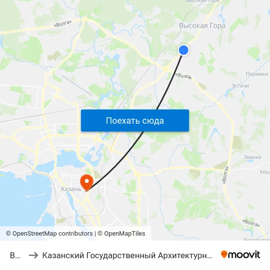 Вниви to Казанский Государственный Архитектурно-Строительный Университет map