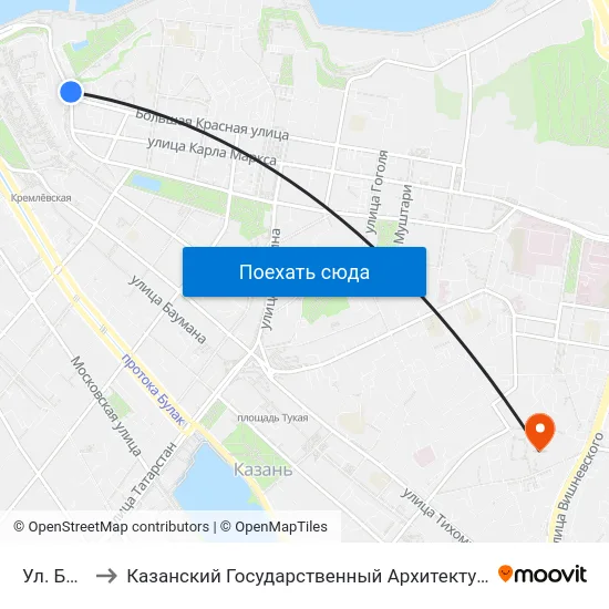 Ул. Батурина to Казанский Государственный Архитектурно-Строительный Университет map