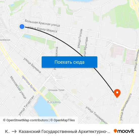 Каи to Казанский Государственный Архитектурно-Строительный Университет map