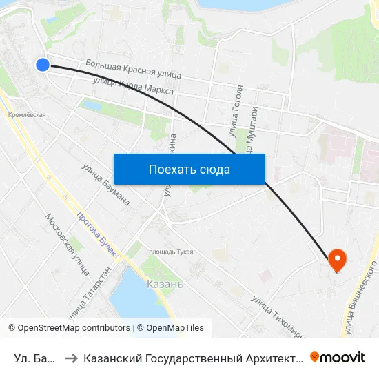 Ул. Батурина-1 to Казанский Государственный Архитектурно-Строительный Университет map