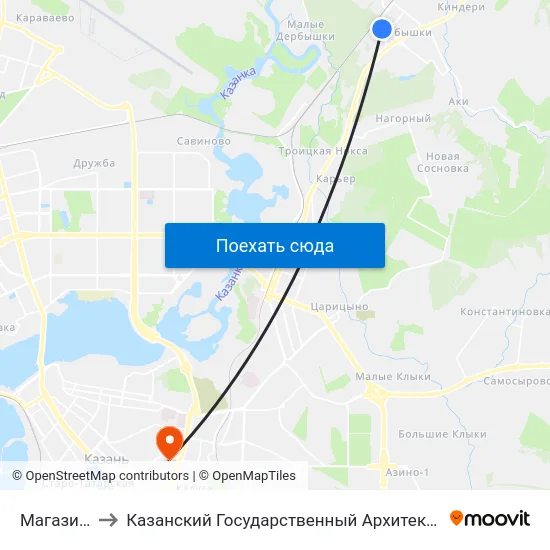 Магазин Восток to Казанский Государственный Архитектурно-Строительный Университет map