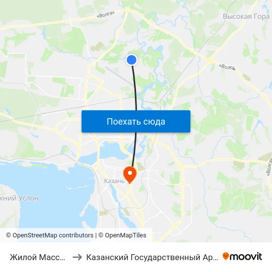 Жилой Массив Борисоглебское to Казанский Государственный Архитектурно-Строительный Университет map