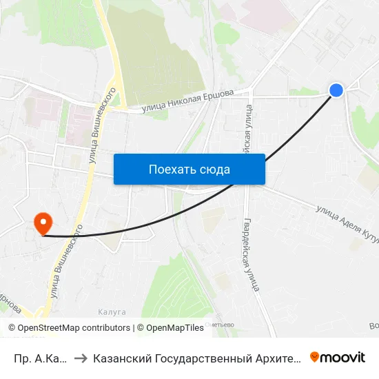 Пр. А.Камалеева-3 to Казанский Государственный Архитектурно-Строительный Университет map