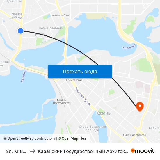 Ул. М.Вахитова-5 to Казанский Государственный Архитектурно-Строительный Университет map