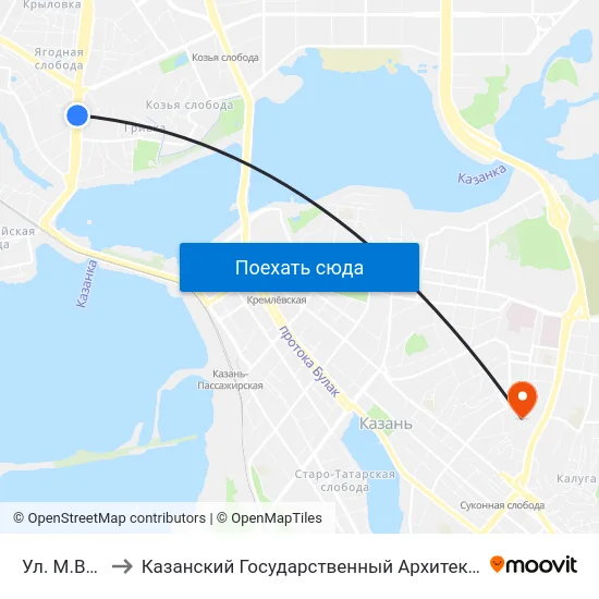 Ул. М.Вахитова-4 to Казанский Государственный Архитектурно-Строительный Университет map