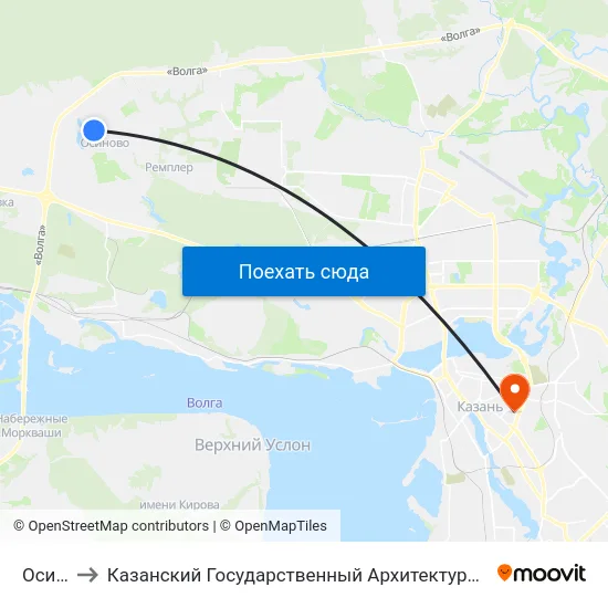 Осиново to Казанский Государственный Архитектурно-Строительный Университет map