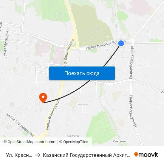 Ул. Красной Позиции to Казанский Государственный Архитектурно-Строительный Университет map