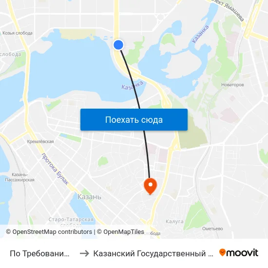 По Требованию (Дворец Единоборств) to Казанский Государственный Архитектурно-Строительный Университет map
