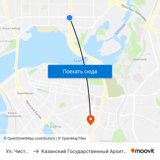 Ул. Чистопольская-2 to Казанский Государственный Архитектурно-Строительный Университет map