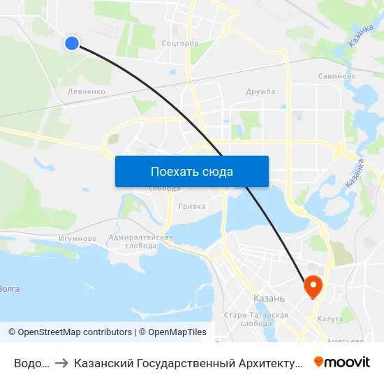Водоканал to Казанский Государственный Архитектурно-Строительный Университет map