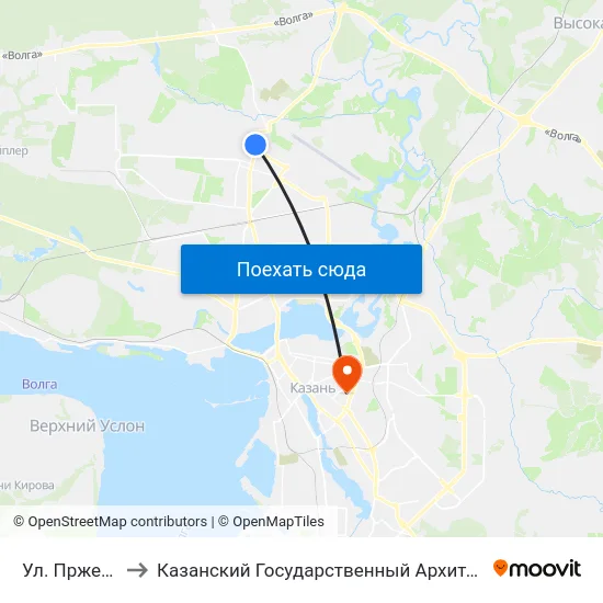 Ул. Пржевальского-1 to Казанский Государственный Архитектурно-Строительный Университет map