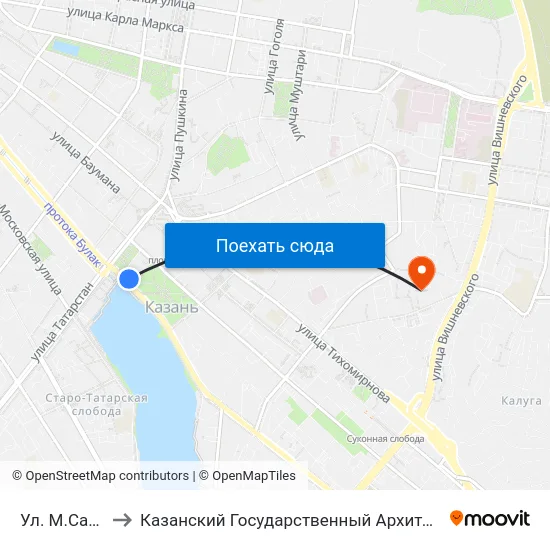 Ул. М.Салимжанова to Казанский Государственный Архитектурно-Строительный Университет map