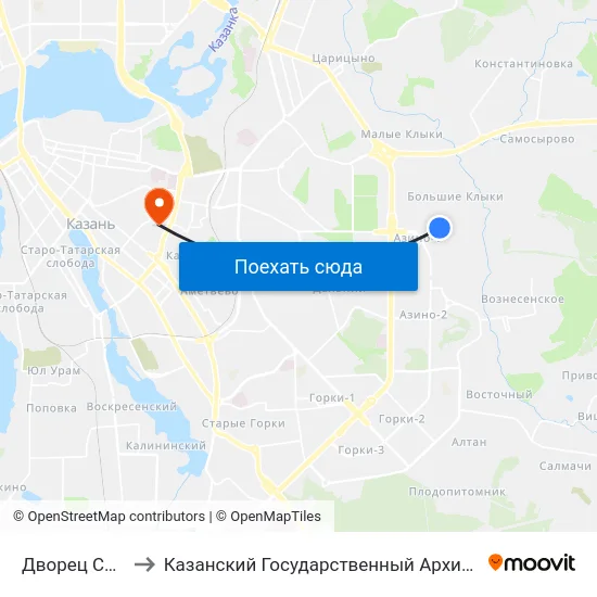 Дворец Спорта Ак Буре to Казанский Государственный Архитектурно-Строительный Университет map