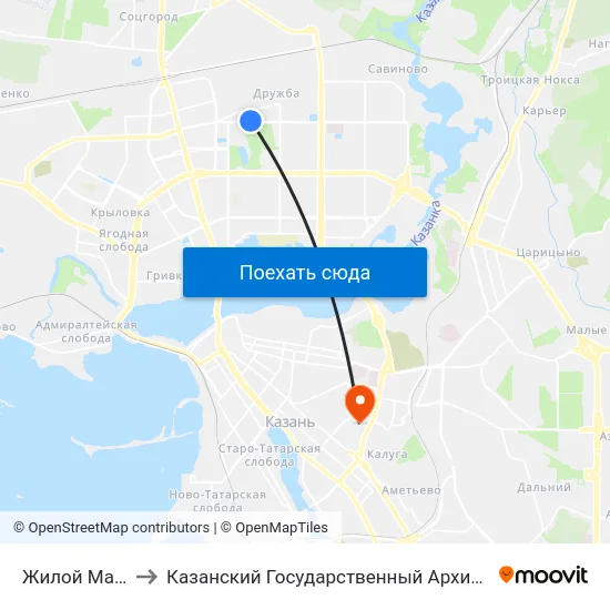 Жилой Массив Дружба to Казанский Государственный Архитектурно-Строительный Университет map