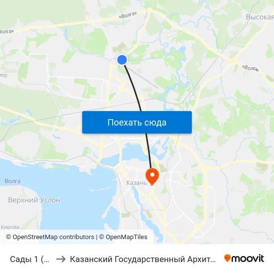 Сады 1 (Сухая Река) to Казанский Государственный Архитектурно-Строительный Университет map