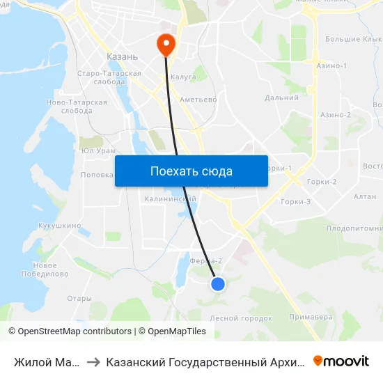 Жилой Массив Ферма-2 to Казанский Государственный Архитектурно-Строительный Университет map