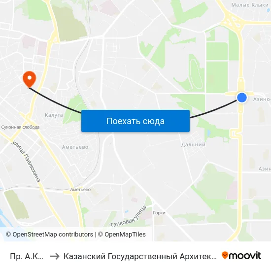 Пр. А.Камалеева to Казанский Государственный Архитектурно-Строительный Университет map
