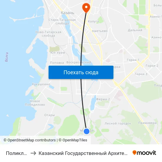 Поликлиника №3 to Казанский Государственный Архитектурно-Строительный Университет map