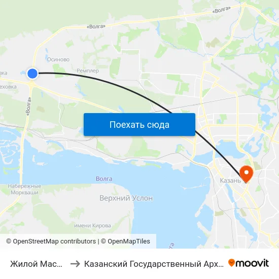 Жилой Массив Новая Тура-1 to Казанский Государственный Архитектурно-Строительный Университет map