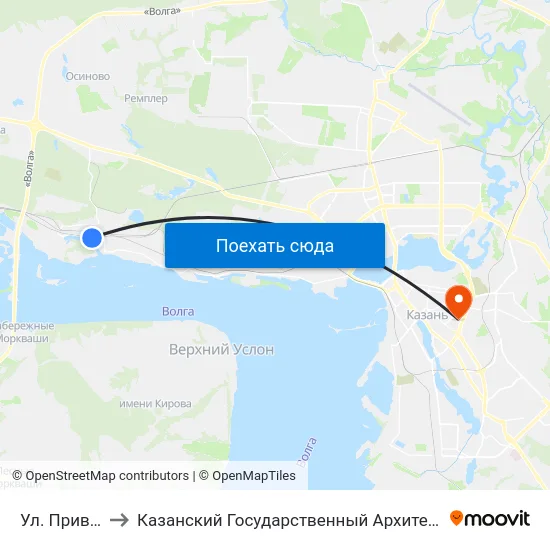 Ул. Привокзальная to Казанский Государственный Архитектурно-Строительный Университет map