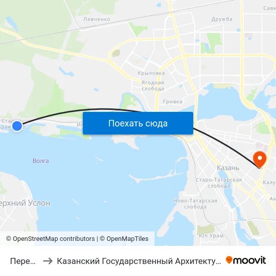 Переправа-1 to Казанский Государственный Архитектурно-Строительный Университет map