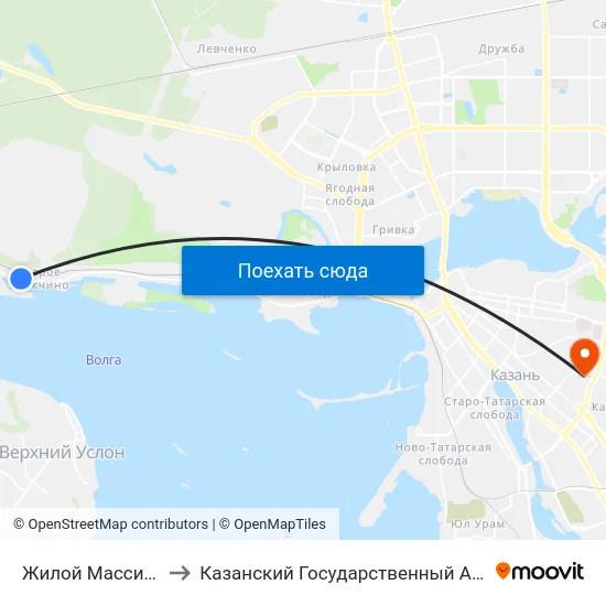 Жилой Массив Старое Аракчино-2 to Казанский Государственный Архитектурно-Строительный Университет map