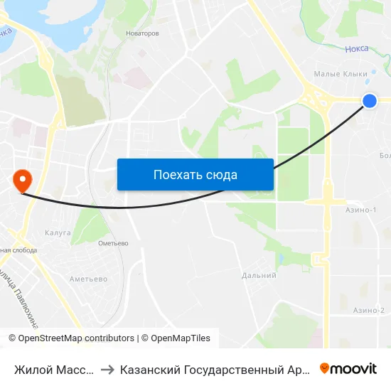 Жилой Массив Малые Клыки to Казанский Государственный Архитектурно-Строительный Университет map