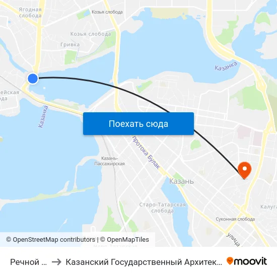 Речной Техникум to Казанский Государственный Архитектурно-Строительный Университет map