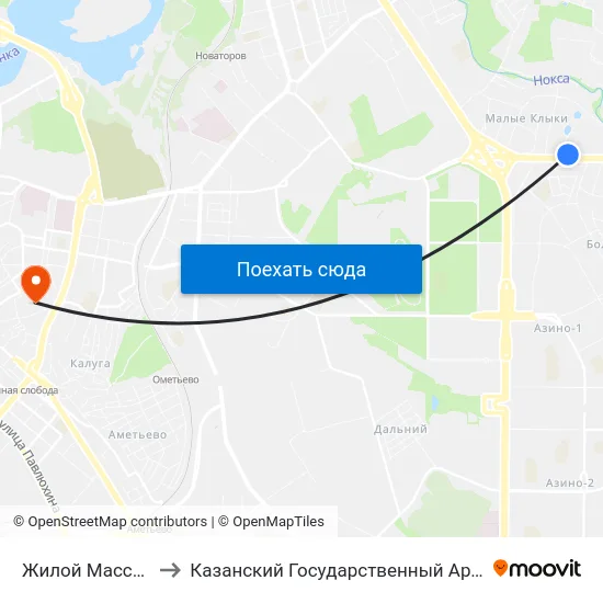 Жилой Массив Малые Клыки-1 to Казанский Государственный Архитектурно-Строительный Университет map