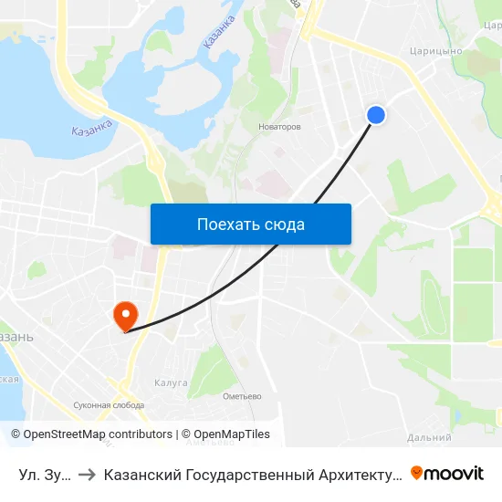 Ул. Зур Урам to Казанский Государственный Архитектурно-Строительный Университет map