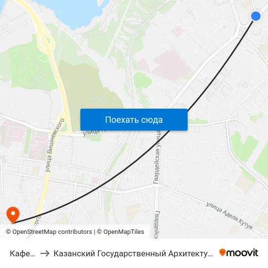Кафе Полет to Казанский Государственный Архитектурно-Строительный Университет map