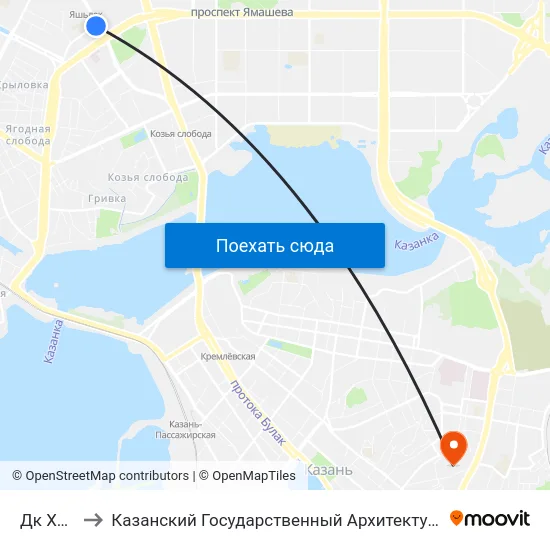 Дк Химиков to Казанский Государственный Архитектурно-Строительный Университет map