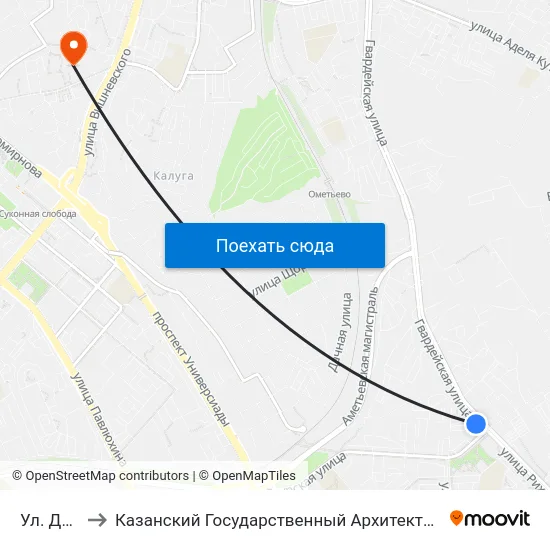 Ул. Даурская to Казанский Государственный Архитектурно-Строительный Университет map