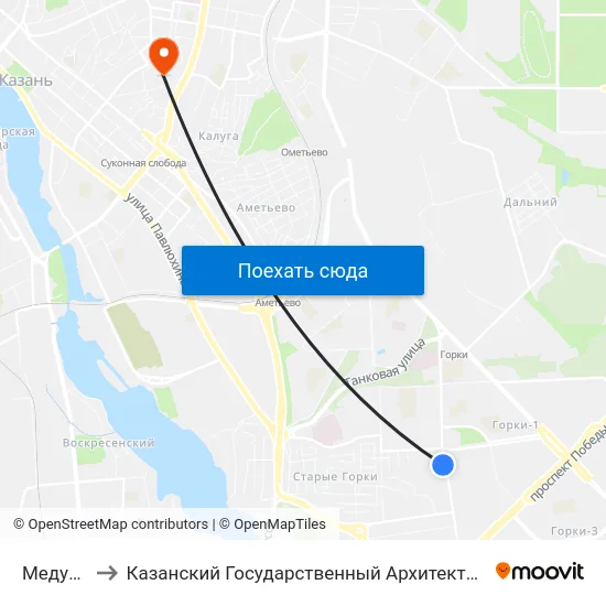 Медучилище to Казанский Государственный Архитектурно-Строительный Университет map