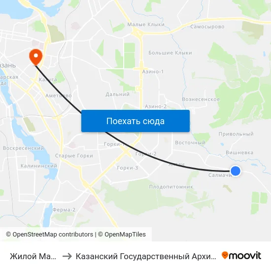 Жилой Массив Салмачи to Казанский Государственный Архитектурно-Строительный Университет map