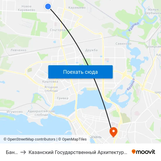 Баня №9 to Казанский Государственный Архитектурно-Строительный Университет map