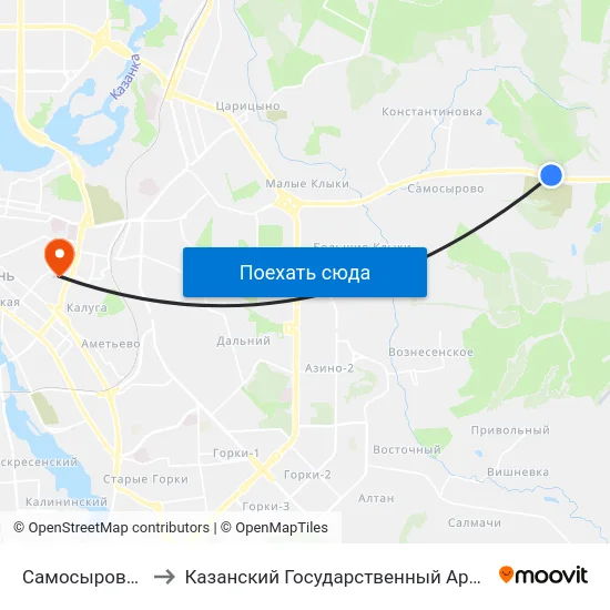 Самосыровское Кладбище-1 to Казанский Государственный Архитектурно-Строительный Университет map
