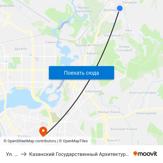 Ул. Мира to Казанский Государственный Архитектурно-Строительный Университет map