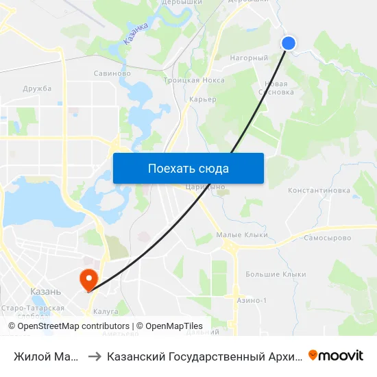 Жилой Массив Сосновка to Казанский Государственный Архитектурно-Строительный Университет map