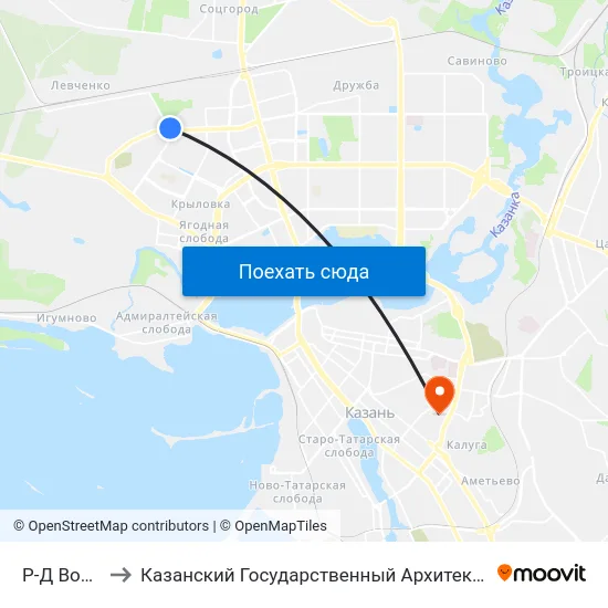 Р-Д Восстания-3 to Казанский Государственный Архитектурно-Строительный Университет map